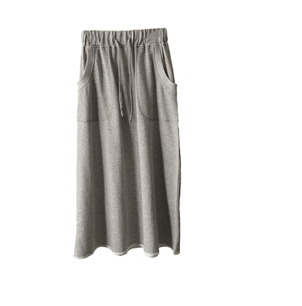 Elastic Drawstring Terry Knit Skirt