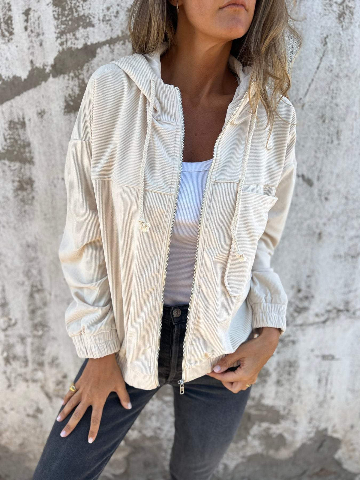 Elizabeth Hooded Zip Casual Jacket