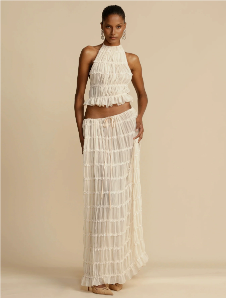 Two-Piece Set Chiffon Pleated Long Dress