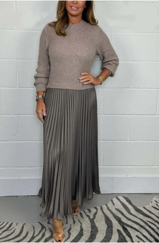 Alice Long Jumper with Pleated Skirt Dress
