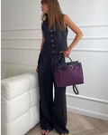 Athena Tailored Linen Set with Sleeveless Vest