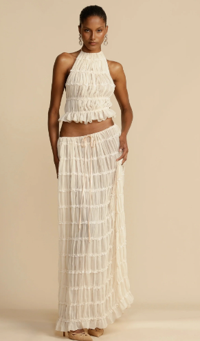 Two-Piece Set Chiffon Pleated Long Dress