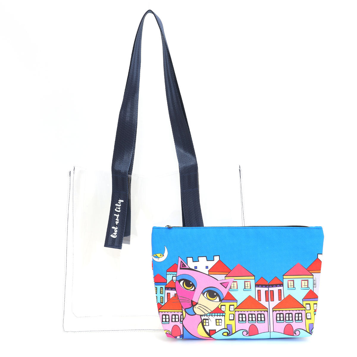 Biggdesign Owl And City Beach Bag