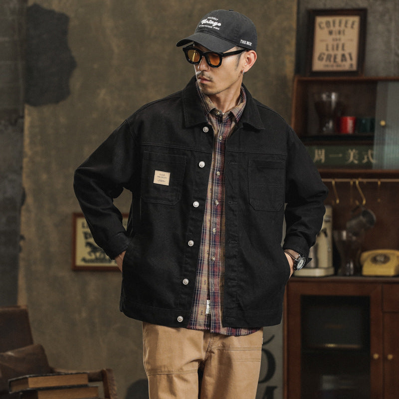 Men's Cotton Lapel Vintage Cargo Jacket