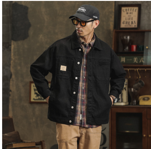 Men's Cotton Lapel Vintage Cargo Jacket