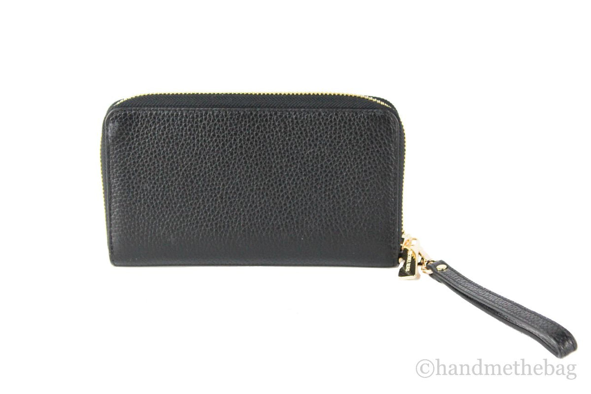 Michael Kors Jet Leather Black Gold Multifunction Phone Wristlet Wallet