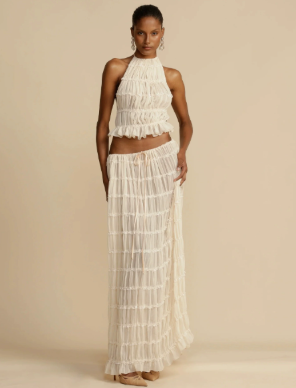 Two-Piece Set Chiffon Pleated Long Dress