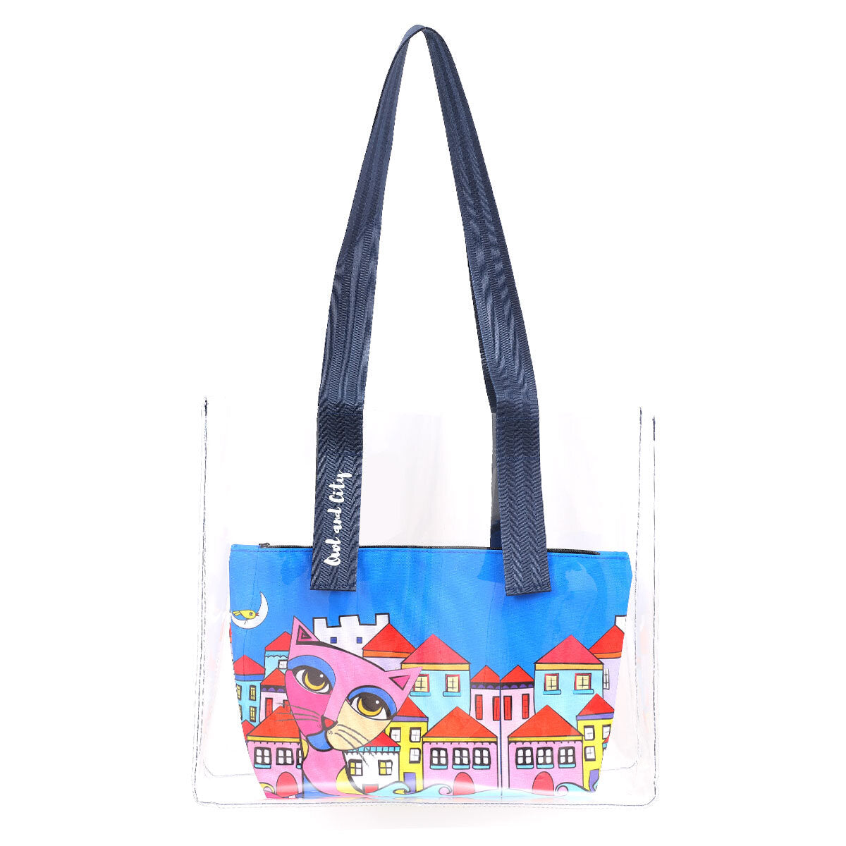 Biggdesign Owl And City Beach Bag