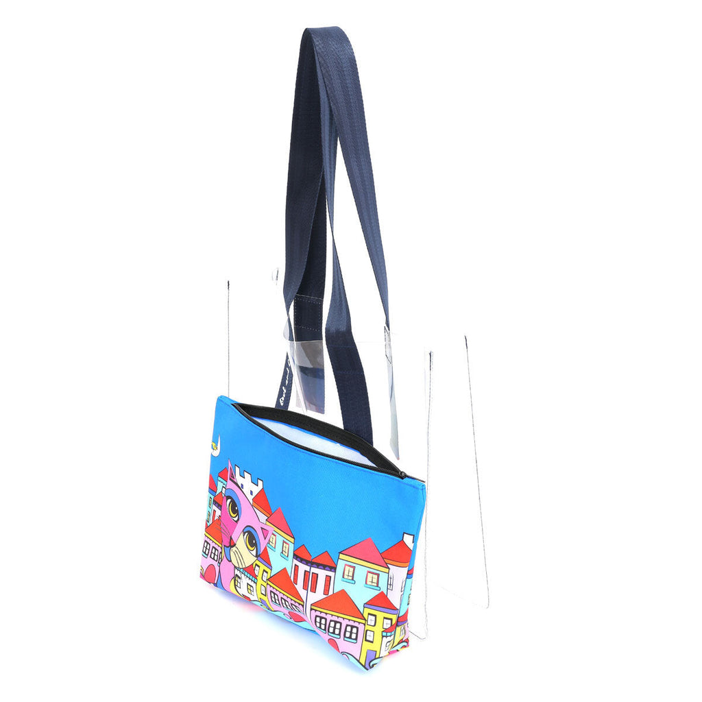 Biggdesign Owl And City Beach Bag
