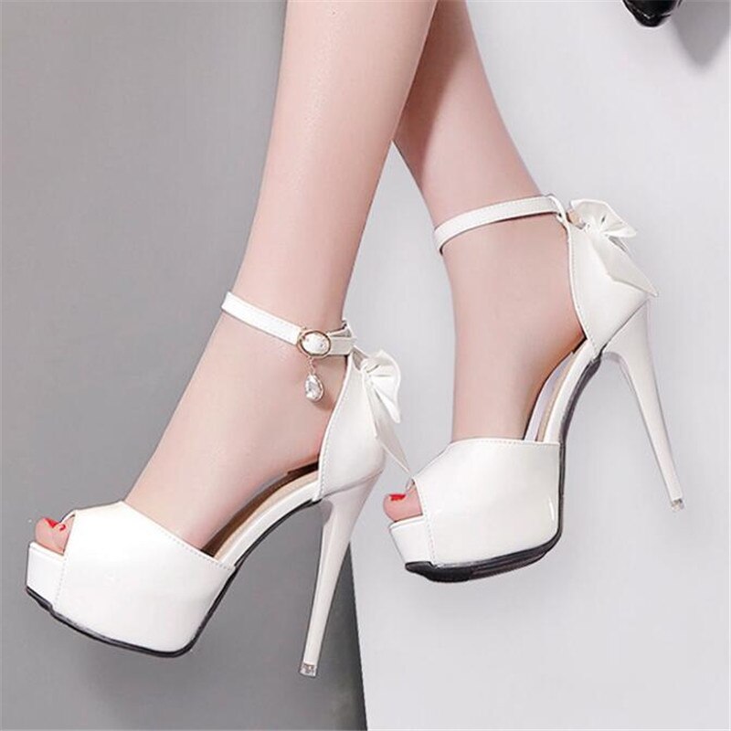 Stiletto Heels with Bow and Open Toe Design
