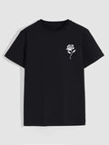 Men's Casual Crew Neck Rose Print T-Shirt